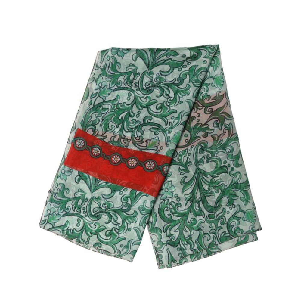 Dolce & Gabbana Green Silk Floral Print Square Foulard Women's Scarf